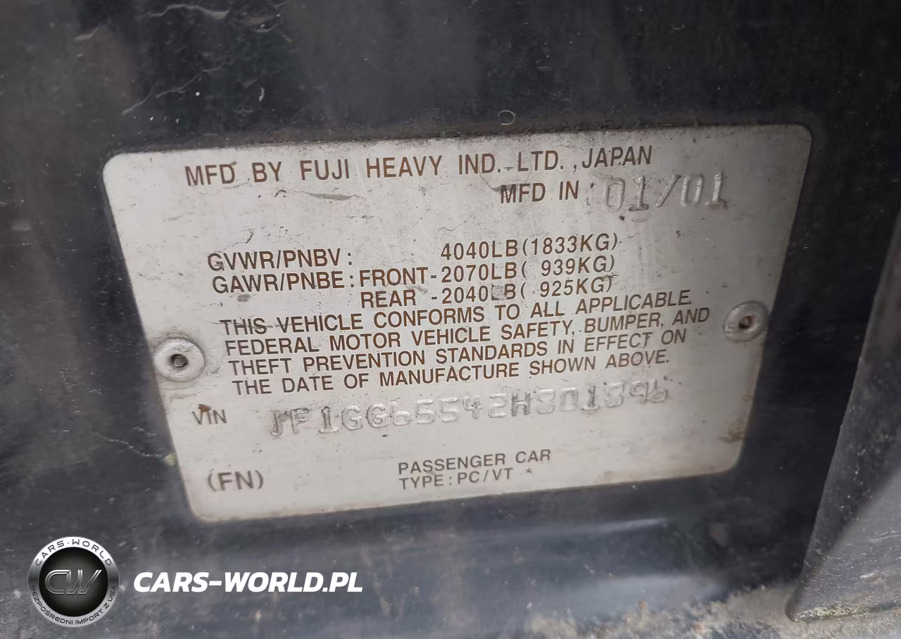 2002 Subaru Impreza 2.5Ts VIN:JF1GG65542H801896 - 9