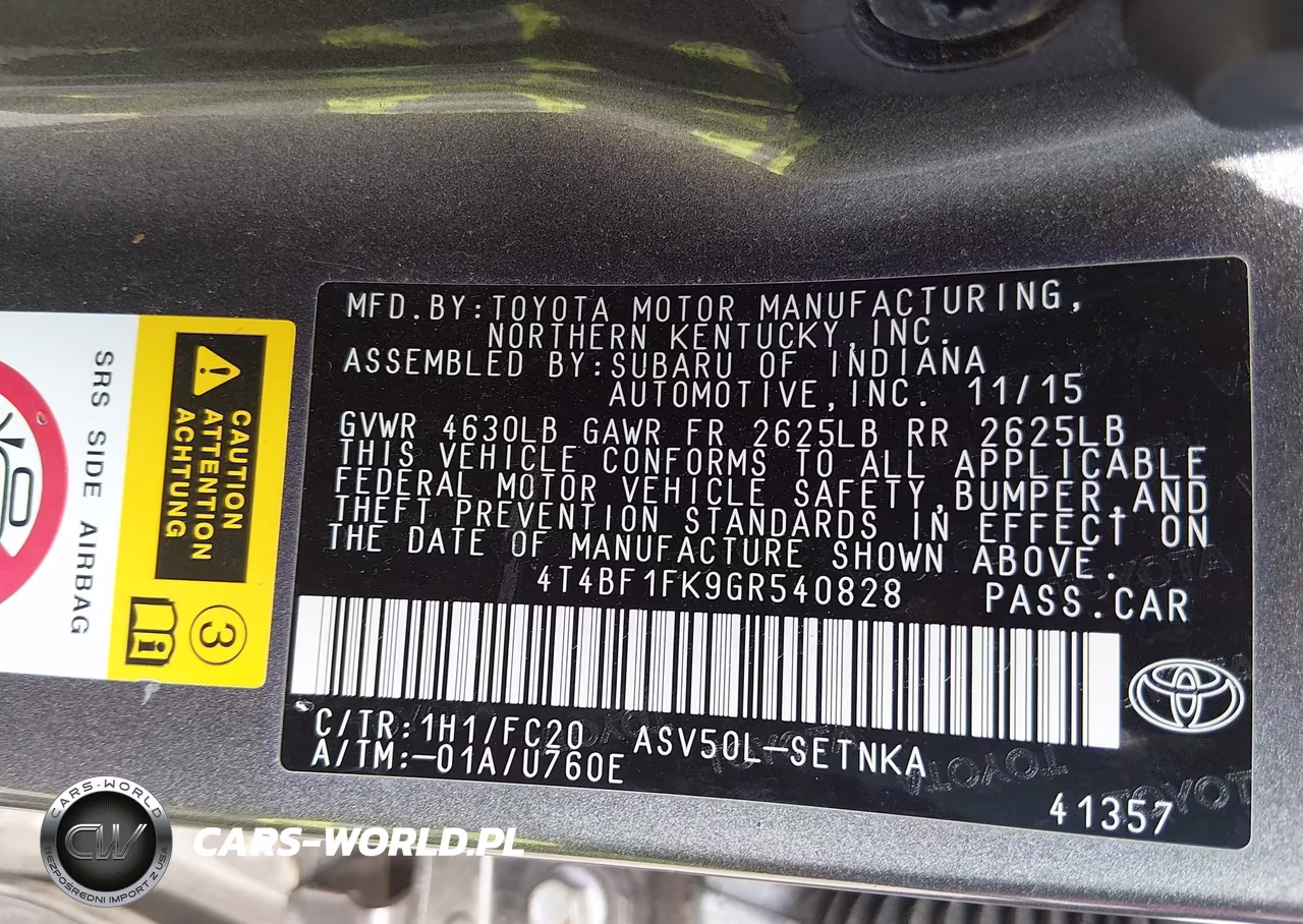 2016 Toyota Camry Le VIN:4T4BF1FK9GR540828 - 9
