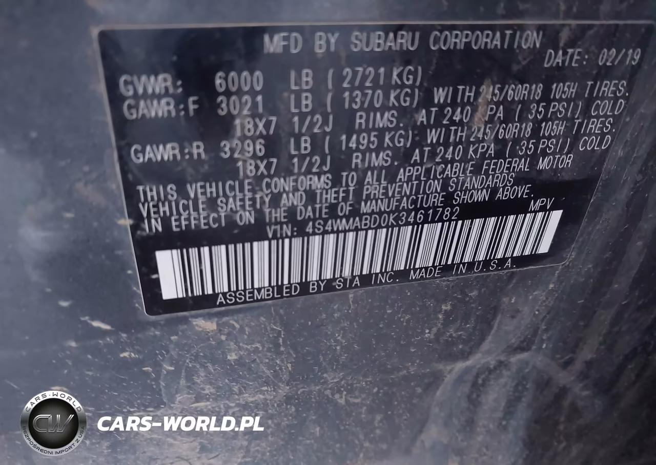 2019 Subaru Ascent Premium VIN:4S4WMABD0K3461782 - 9
