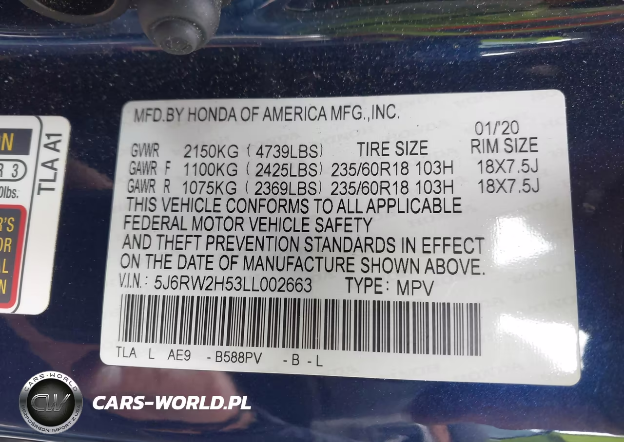2020 Honda Cr-V Ex VIN:5J6RW2H53LL002663 - 9