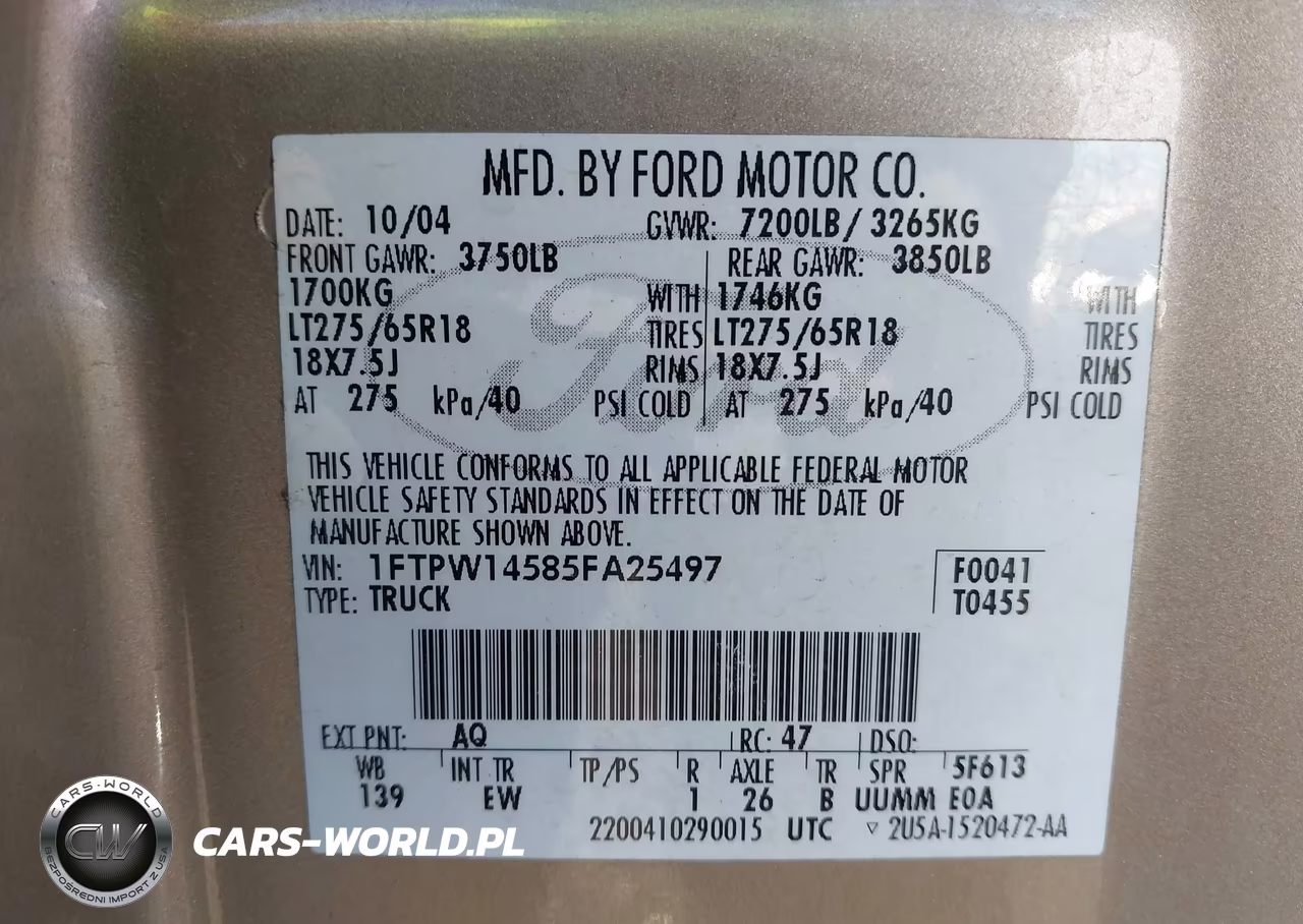 2005 Ford F-150 Fx4-Lariat-Xlt VIN:1FTPW14585FA25497 - 9