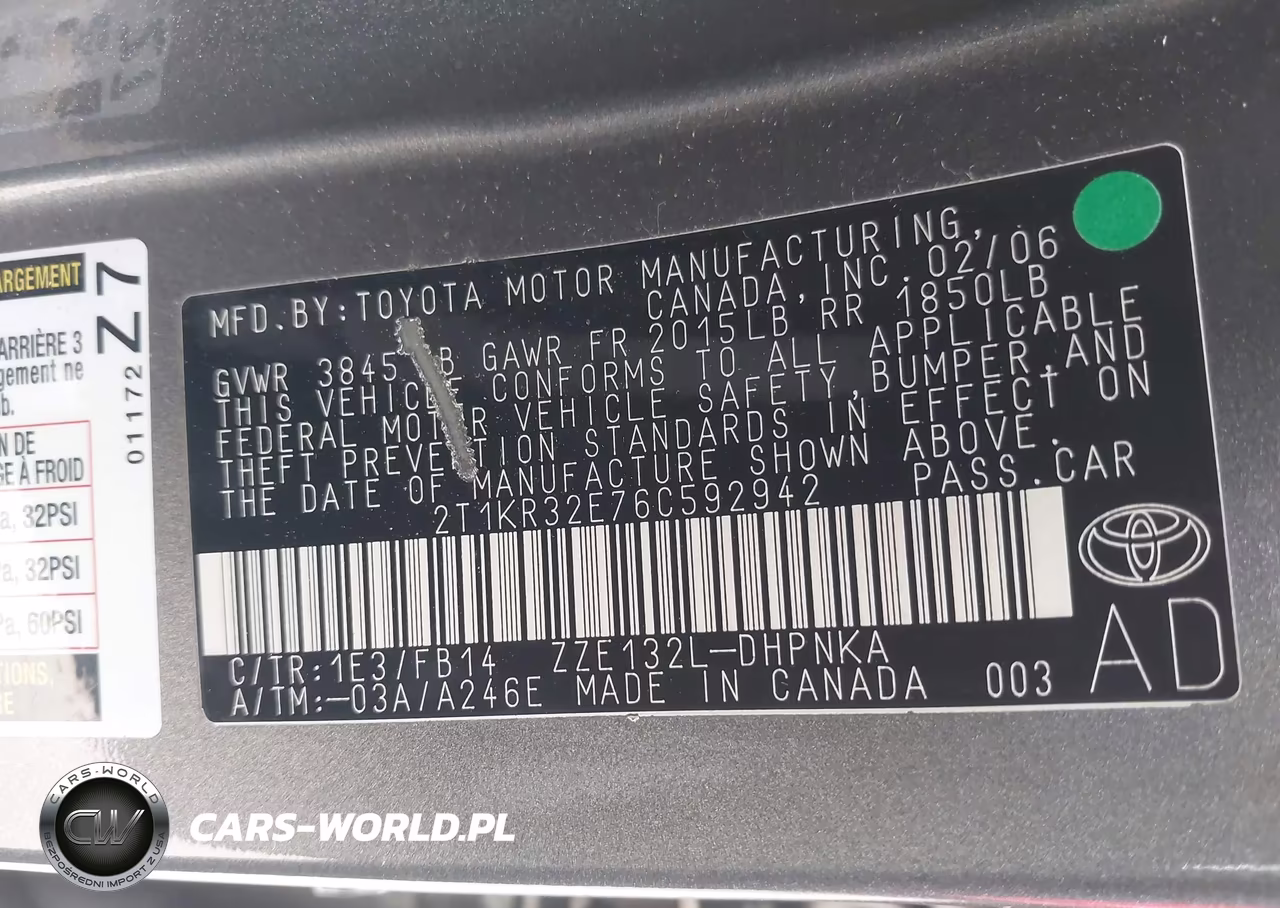 2006 Toyota Matrix Xr VIN:2T1KR32E76C592942 - 9