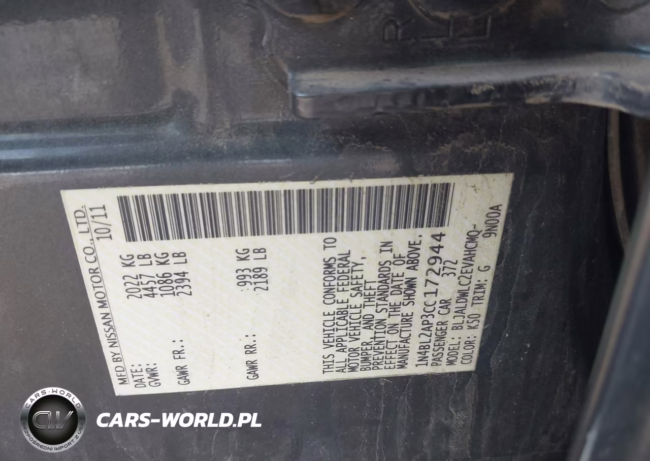 2012 Nissan Altima 3.5 Sr VIN:1N4BL2AP3CC172944 - 9
