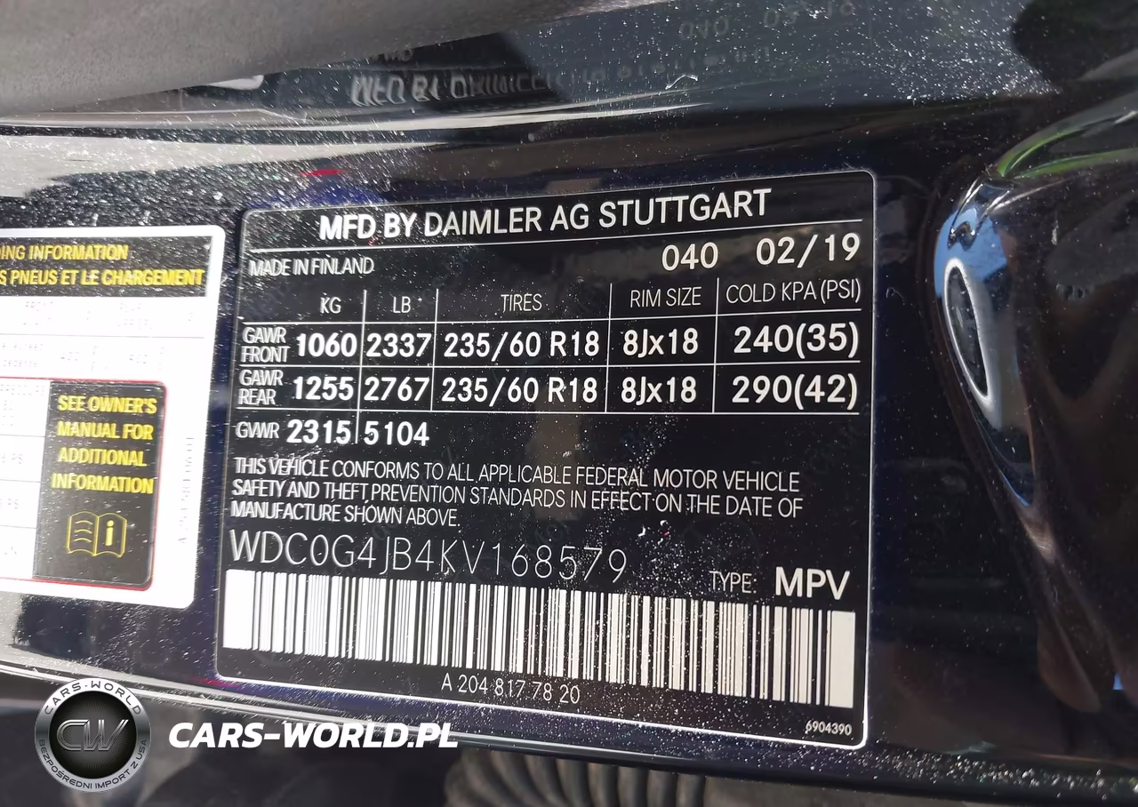 2019 Mercedes-Benz Glc 300 VIN:WDC0G4JB4KV168579 - 9