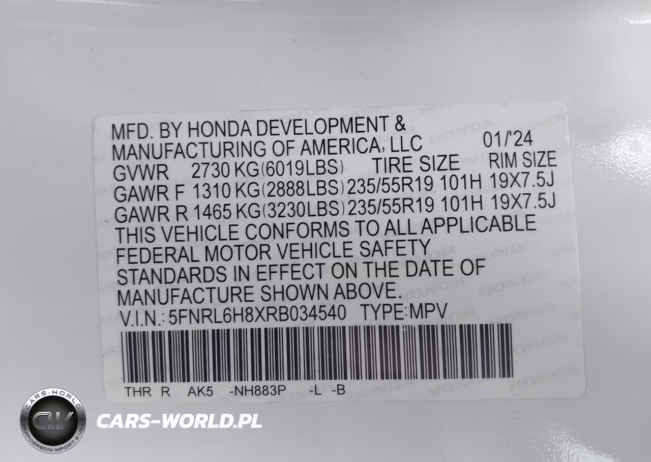 2024 Honda Odyssey Touring VIN:5FNRL6H8XRB034540 - 9