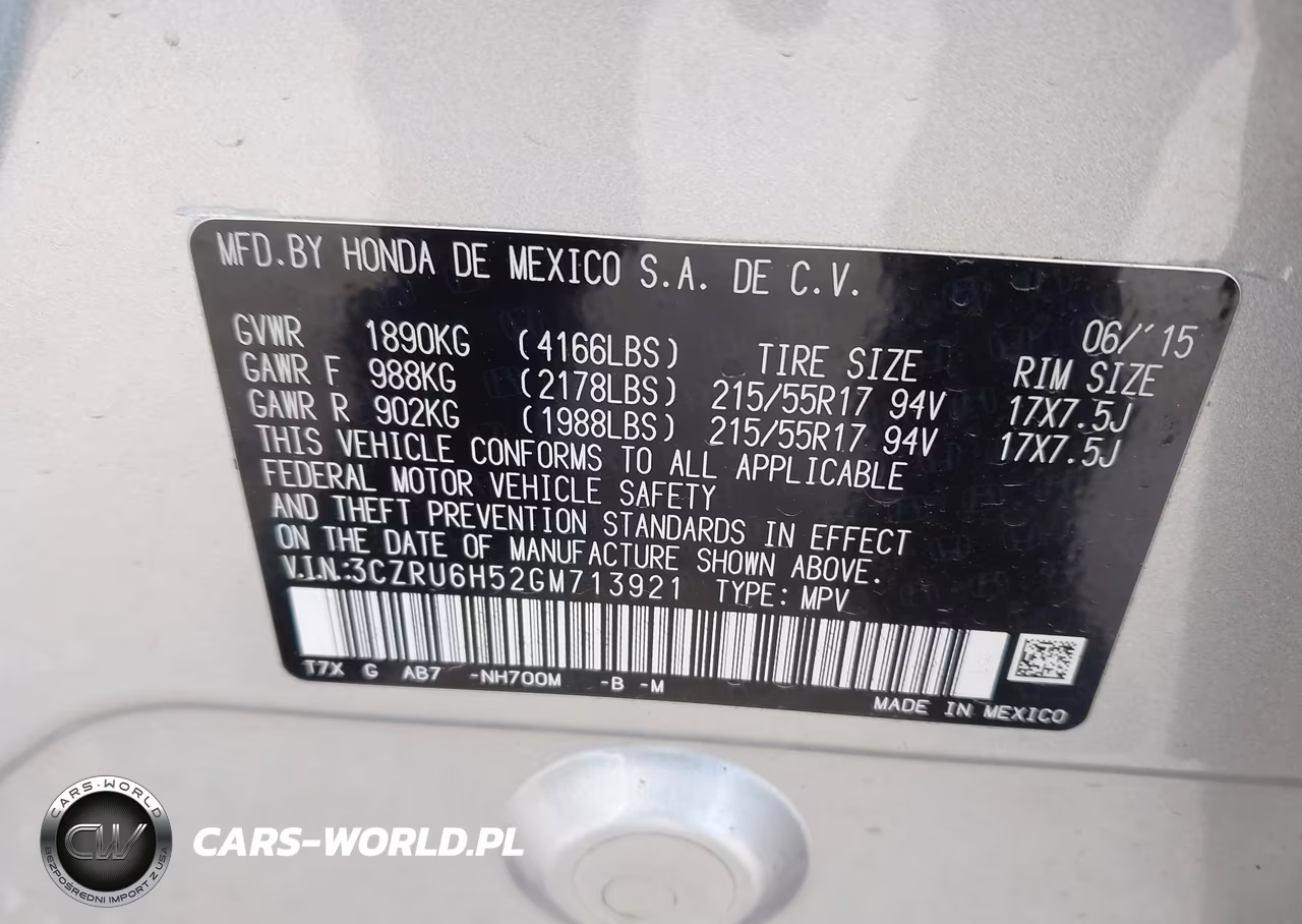 2016 Honda Hr-V Ex VIN:3CZRU6H52GM713921 - 9