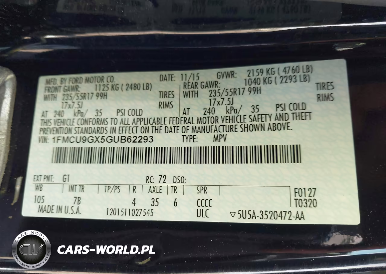 2016 Ford Escape Se VIN:1FMCU9GX5GUB62293 - 9