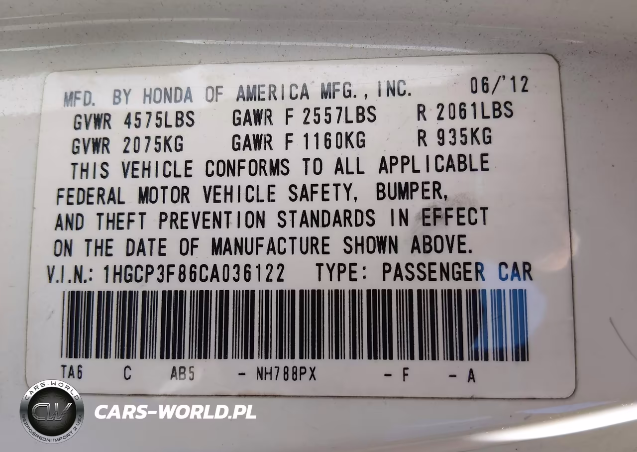 2012 Honda Accord 3.5 Ex-L VIN:1HGCP3F86CA036122 - 9