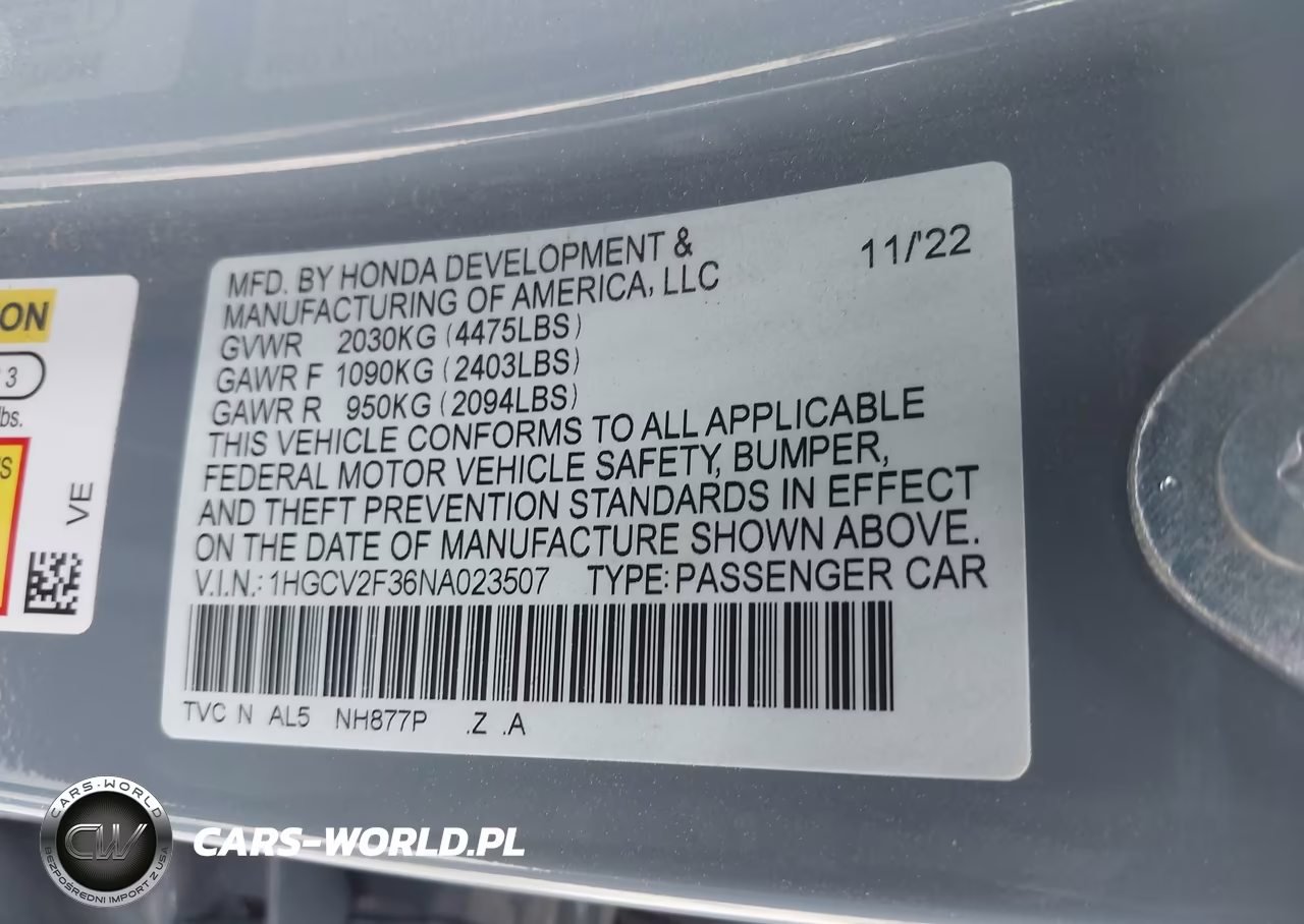 2022 Honda Accord Sport 2.0T VIN:1HGCV2F36NA023507 - 9