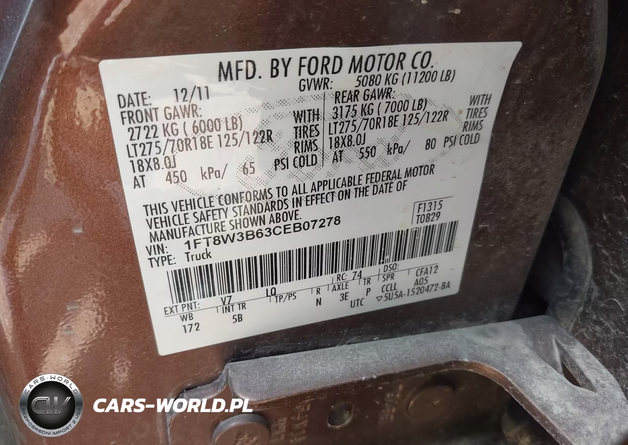 2012 Ford F-350 Lariat VIN:1FT8W3B63CEB07278 - 9
