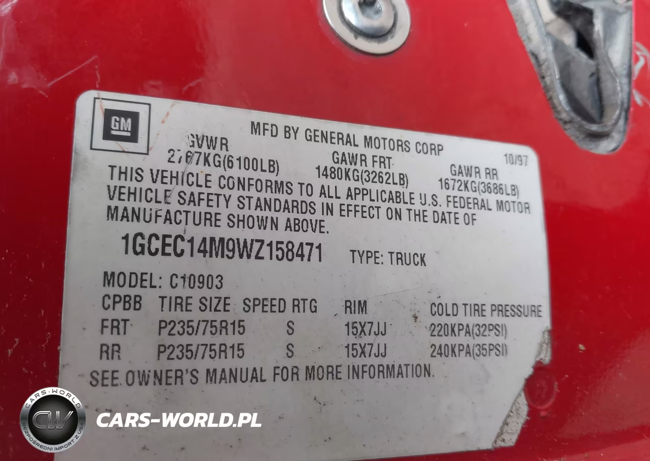 1998 Chevrolet C1500 Fleetside VIN:1GCEC14M9WZ158471 - 9