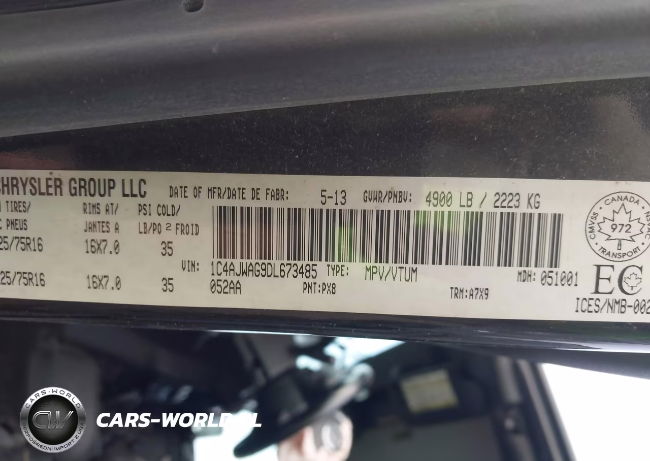 2013 Jeep Wrangler Sport VIN:1C4AJWAG9DL673485 - 9