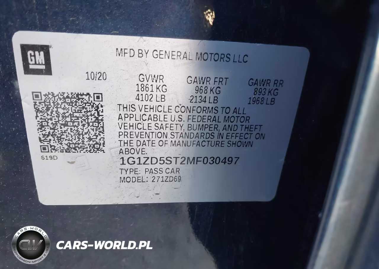2021 Chevrolet Malibu Fwd Lt VIN:1G1ZD5ST2MF030497 - 9
