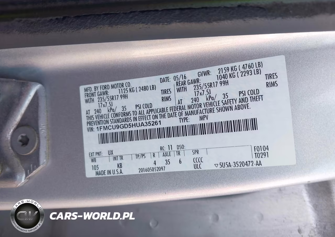 2017 Ford Escape Se VIN:1FMCU9GD5HUA35261 - 9