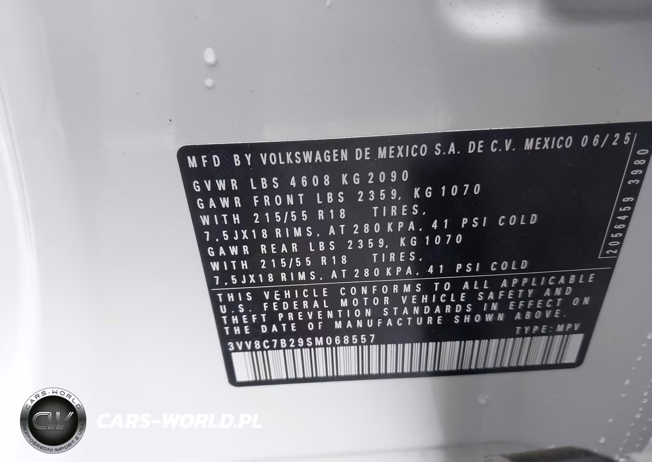 2025 Volkswagen Taos 1.5T S VIN:3VV8C7B29SM068557 - 9