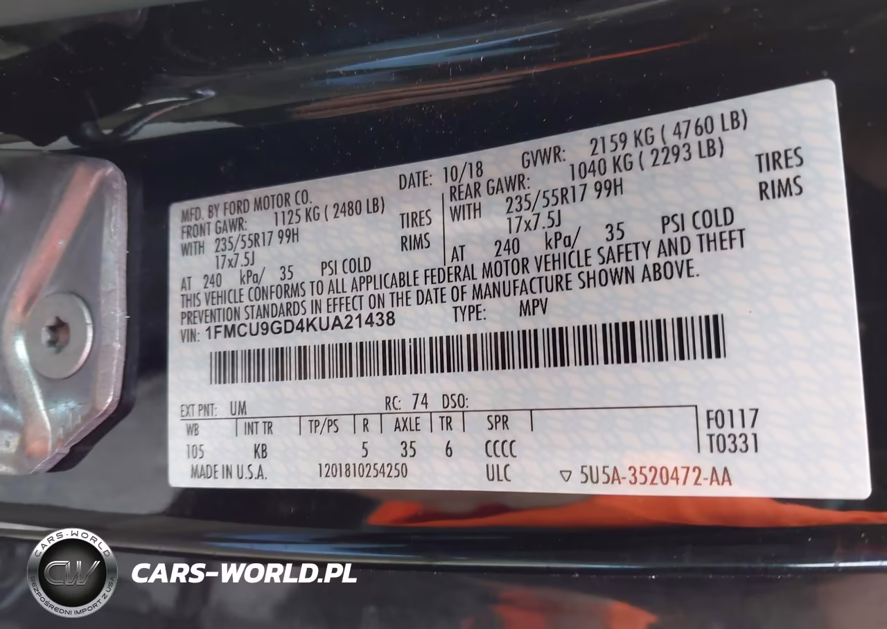 2019 Ford Escape Se VIN:1FMCU9GD4KUA21438 - 9