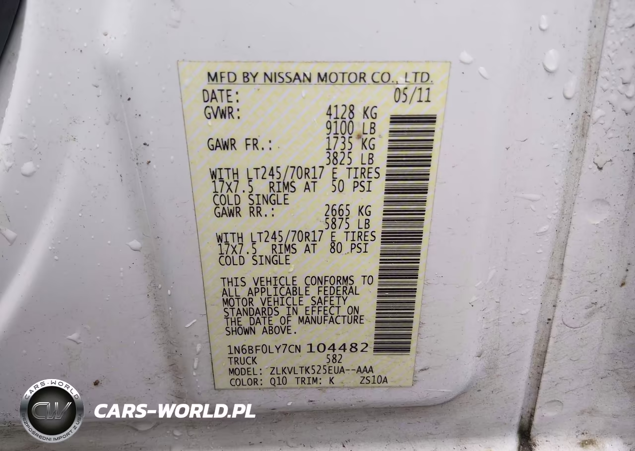 2012 Nissan Nv 2500 Nv2500 Hd Sv V6 VIN:1N6BF0LY7CN104482 - 9