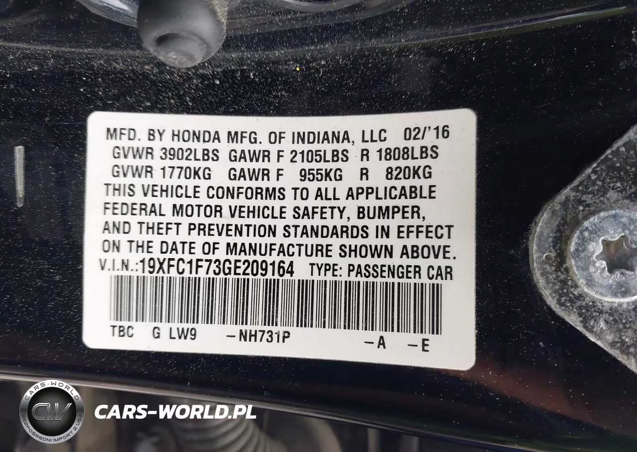 2016 Honda Civic Ex-L VIN:19XFC1F73GE209164 - 9