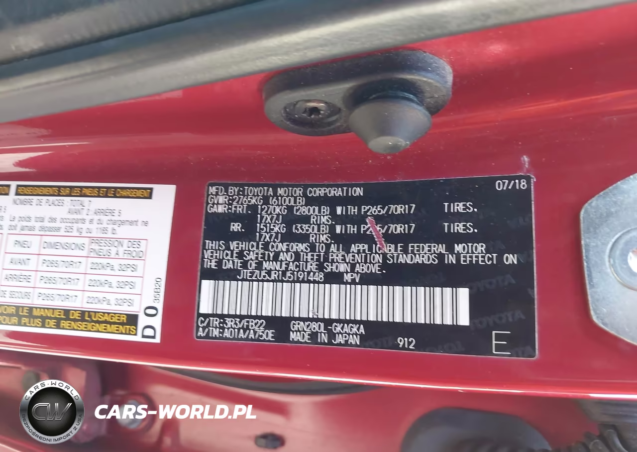 2018 Toyota 4Runner Sr5 VIN:JTEZU5JR1J5191448 - 9
