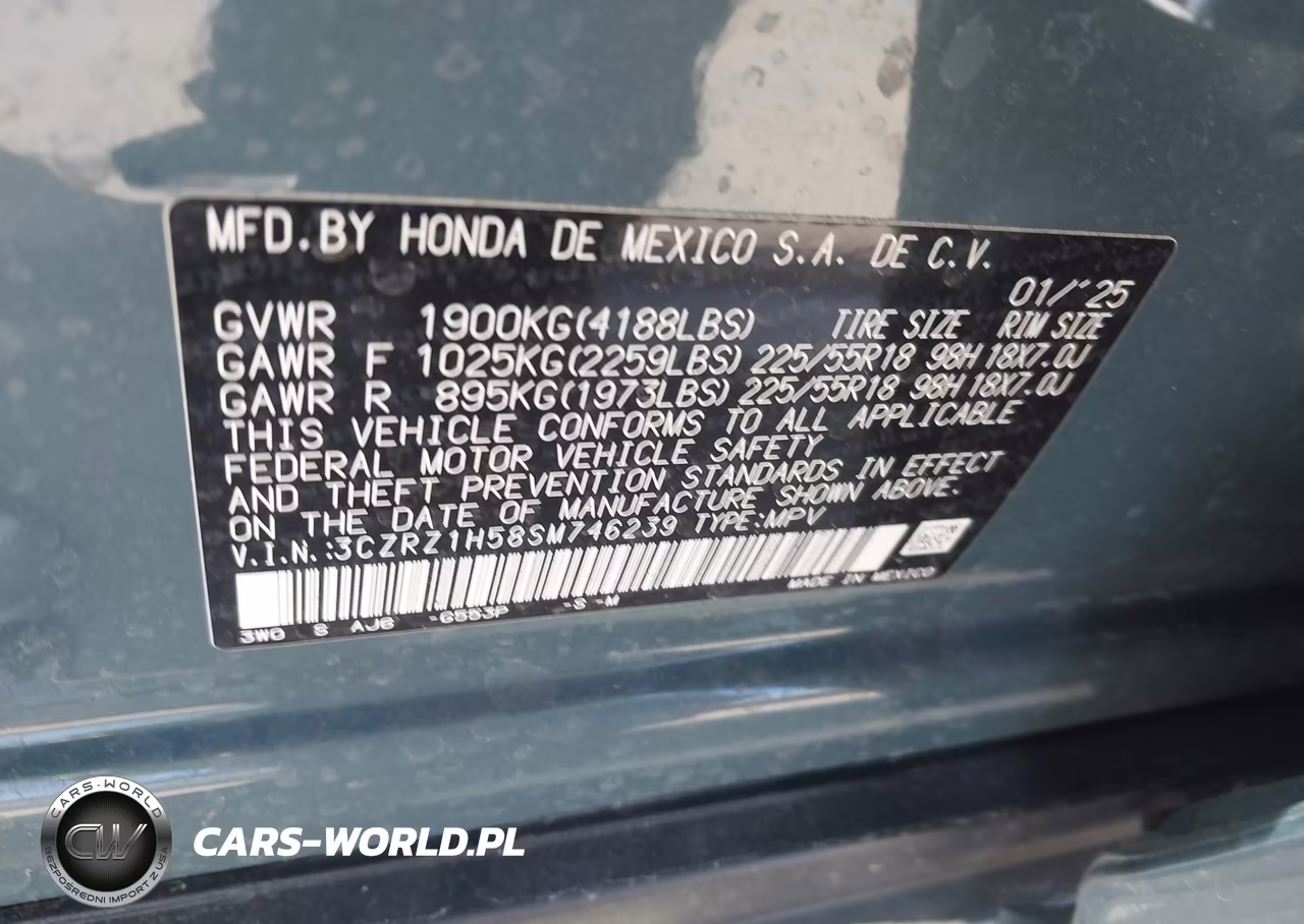 2025 Honda Hr-V 2Wd Sport VIN:3CZRZ1H58SM746239 - 9