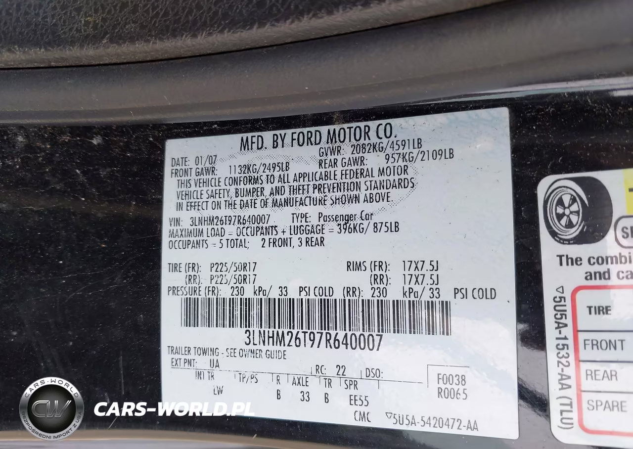 2007 Lincoln Mkz VIN:3LNHM26T97R640007 - 9