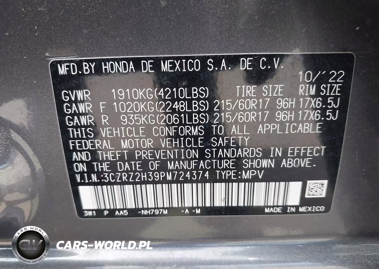 2023 Honda Hr-V Awd Lx VIN:3CZRZ2H39PM724374 - 9