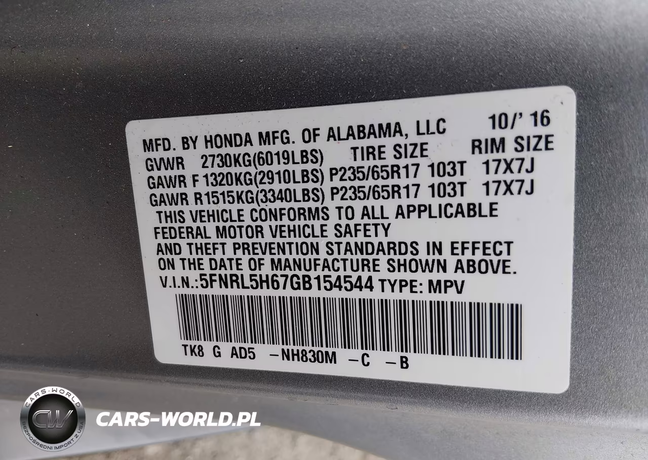 2016 Honda Odyssey Ex-L VIN:5FNRL5H67GB154544 - 9