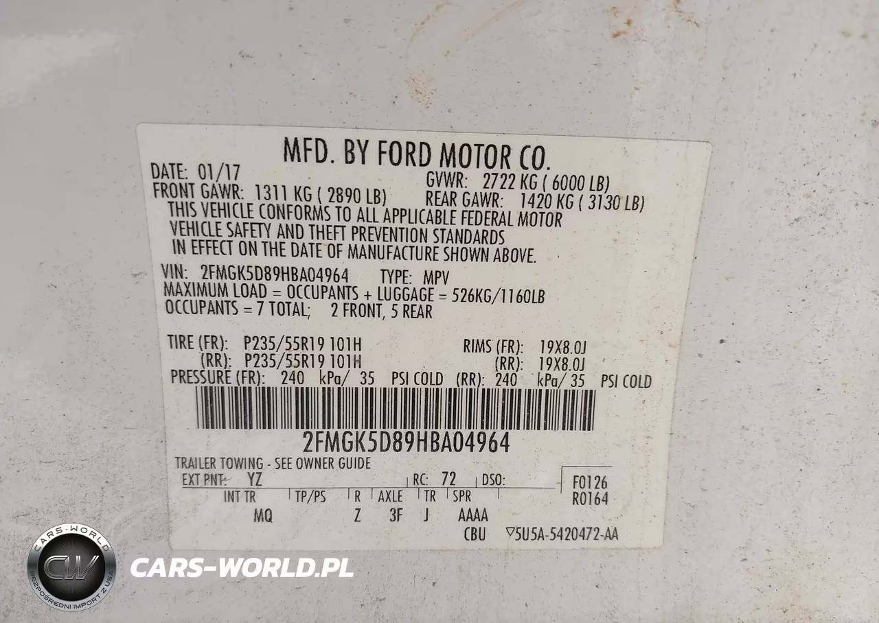 2017 Ford Flex Limited VIN:2FMGK5D89HBA04964 - 9