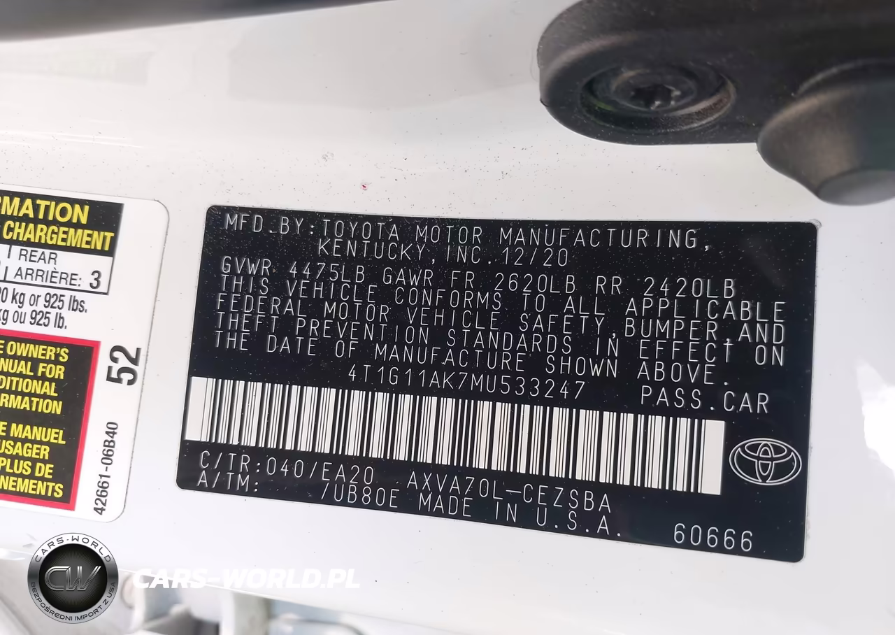 2021 Toyota Camry Se VIN:4T1G11AK7MU533247 - 9