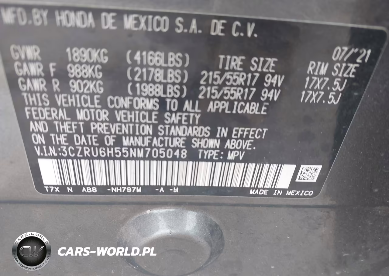2022 Honda Hr-V Awd Ex VIN:3CZRU6H55NM705048 - 9