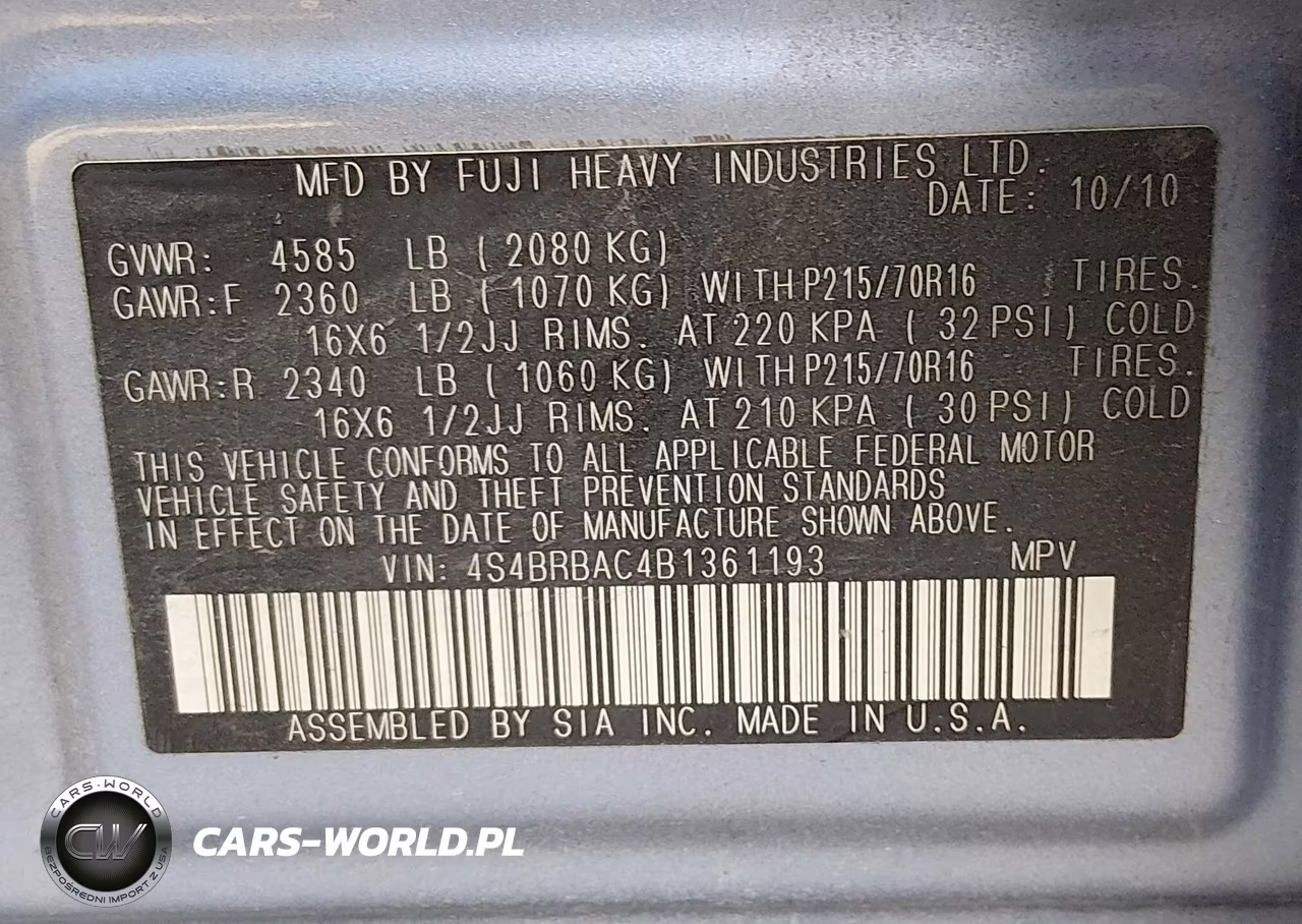 2011 Subaru Outback 2.5I VIN:4S4BRBAC4B1361193 - 9
