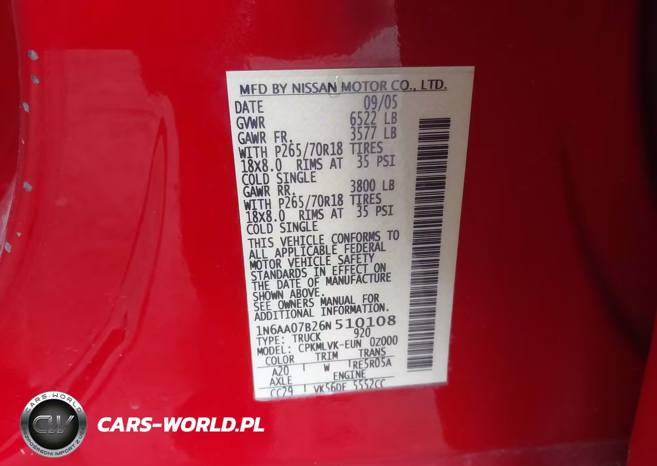 2006 Nissan Titan Le VIN:1N6AA07B26N510108 - 9