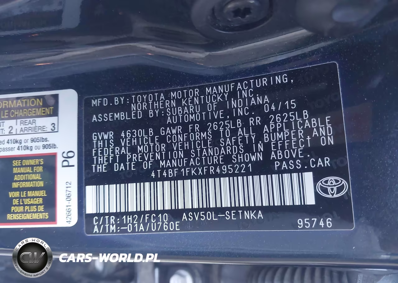 2015 Toyota Camry Le VIN:4T4BF1FKXFR495221 - 9
