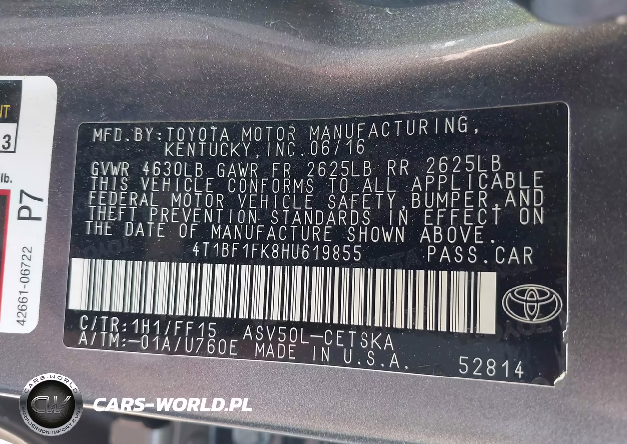 2017 Toyota Camry Se VIN:4T1BF1FK8HU619855 - 9