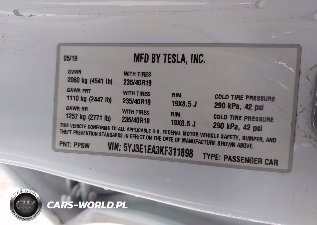2019 Tesla Model 3 Long Range-Mid Range-Standard Range-Standard Range Plus VIN:5YJ3E1EA3KF311898 - 9