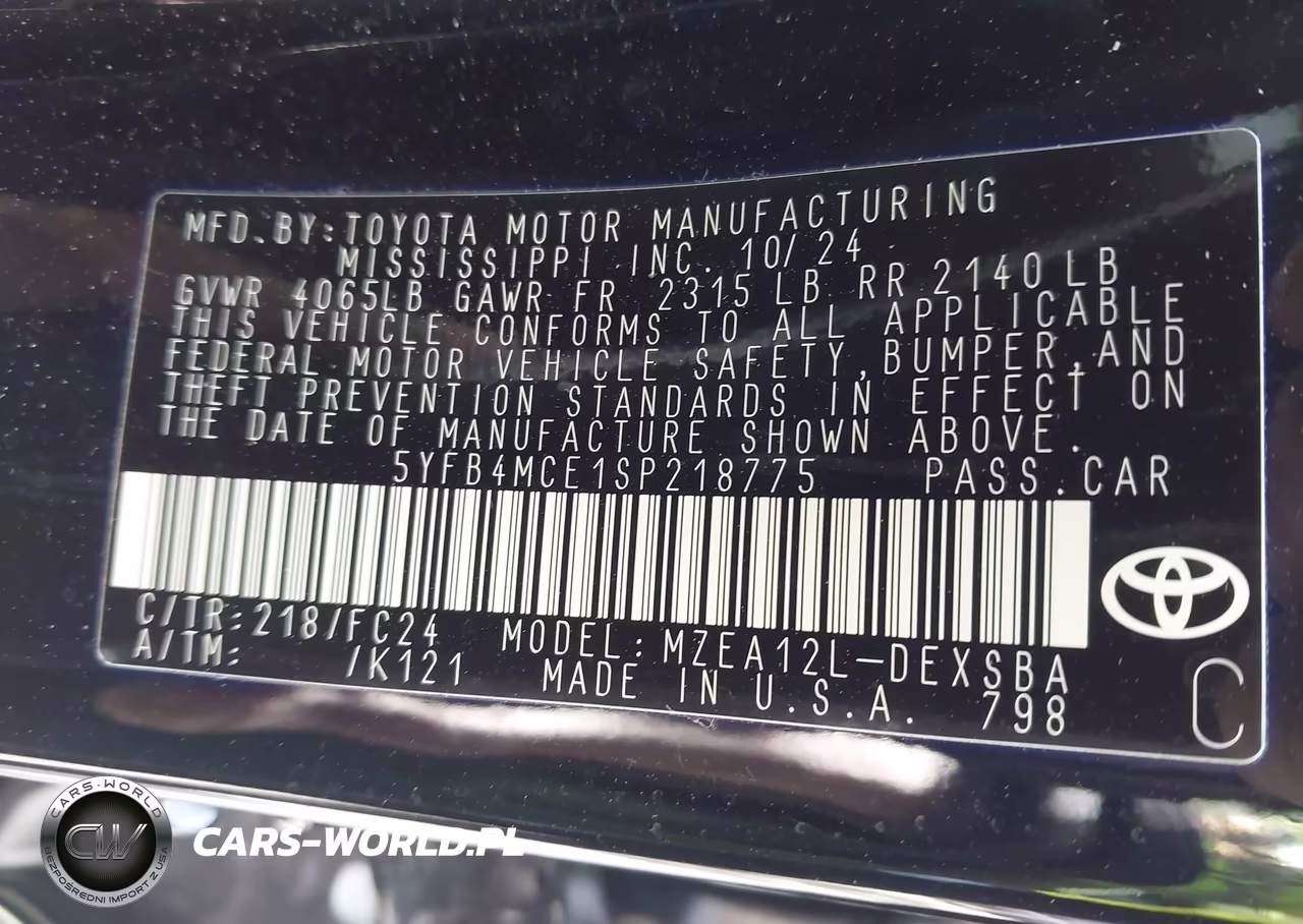 2025 Toyota Corolla Fx VIN:5YFB4MCE1SP218775 - 9
