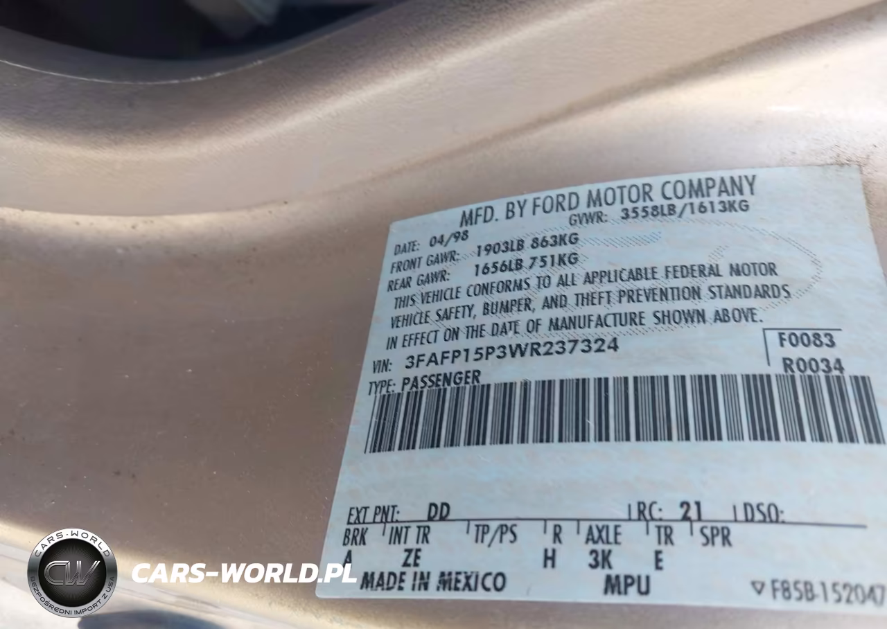1998 Ford Escort Se VIN:3FAFP15P3WR237324 - 9