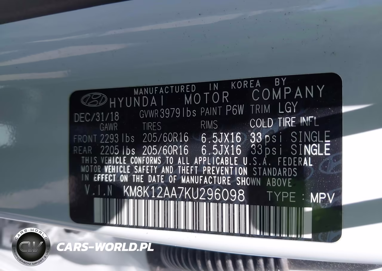 2019 Hyundai Kona Se VIN:KM8K12AA7KU296098 - 9