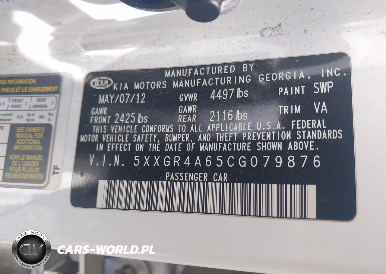 2012 Kia Optima Sx VIN:5XXGR4A65CG079876 - 9