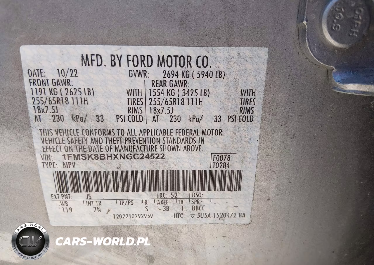 2022 Ford Explorer VIN:1FMSK8BHXNGC24522 - 9