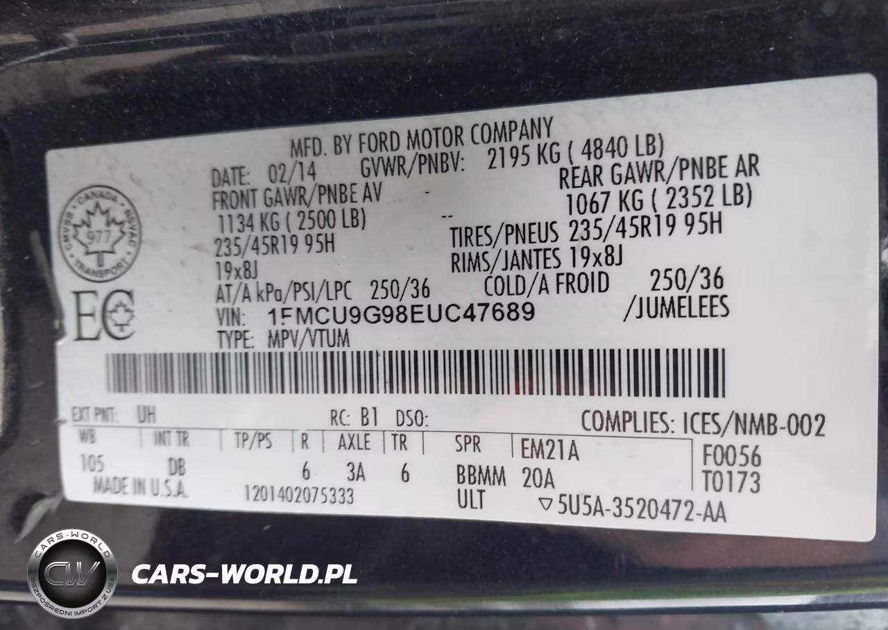 2014 Ford Escape Se VIN:1FMCU9G98EUC47689 - 9