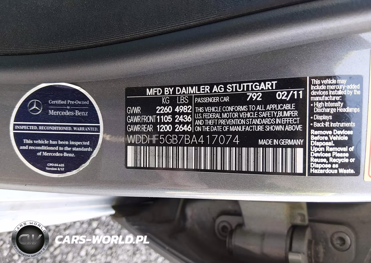 2011 Mercedes-Benz E 350 VIN:WDDHF5GB7BA417074 - 9