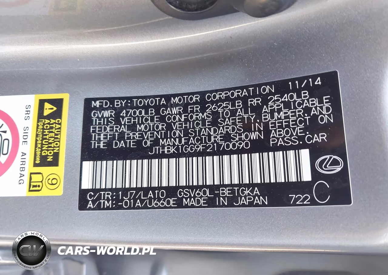 2015 Lexus Es 350 VIN:JTHBK1GG9F2170090 - 9