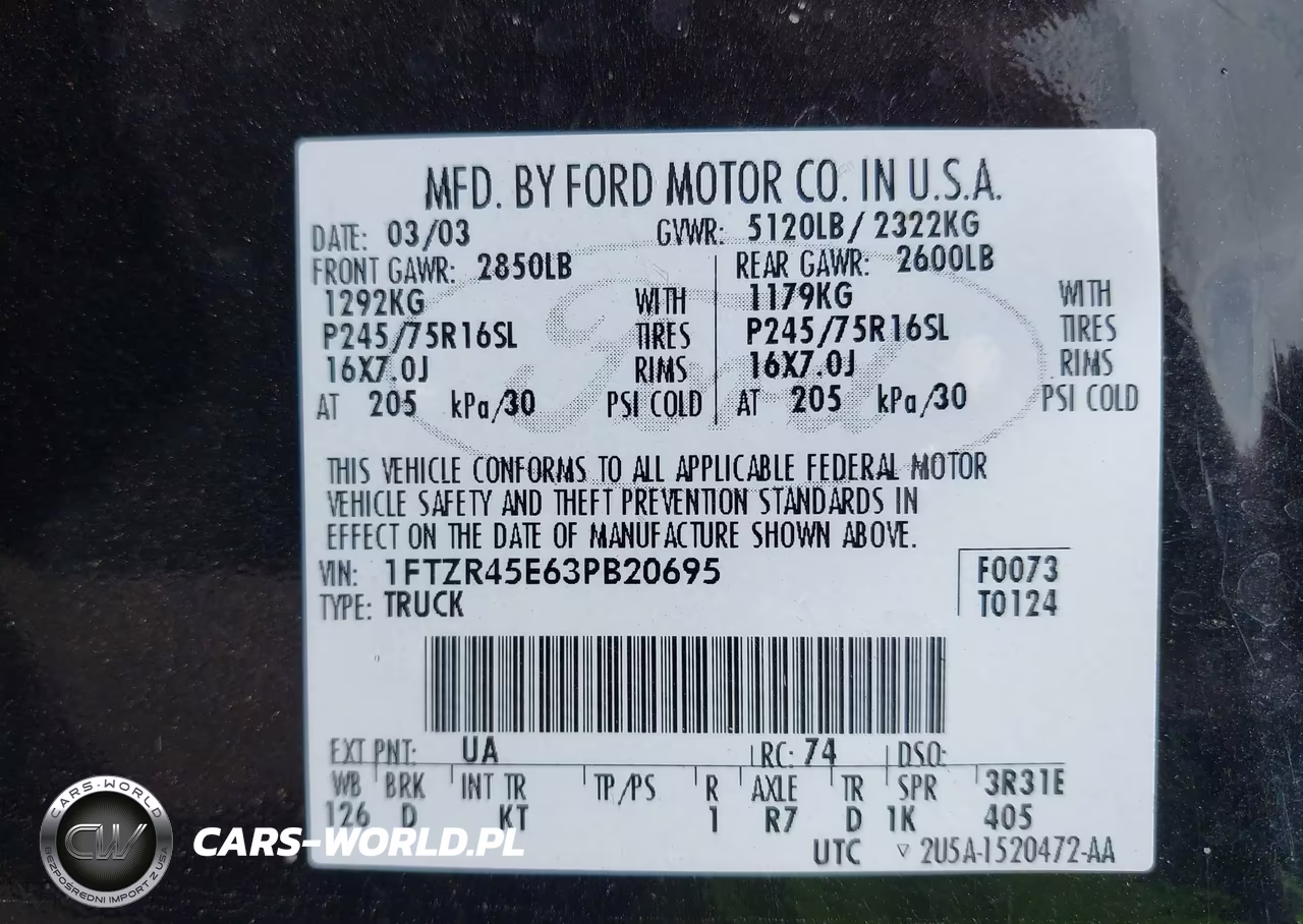 2003 Ford Ranger Edge-Xlt VIN:1FTZR45E63PB20695 - 9