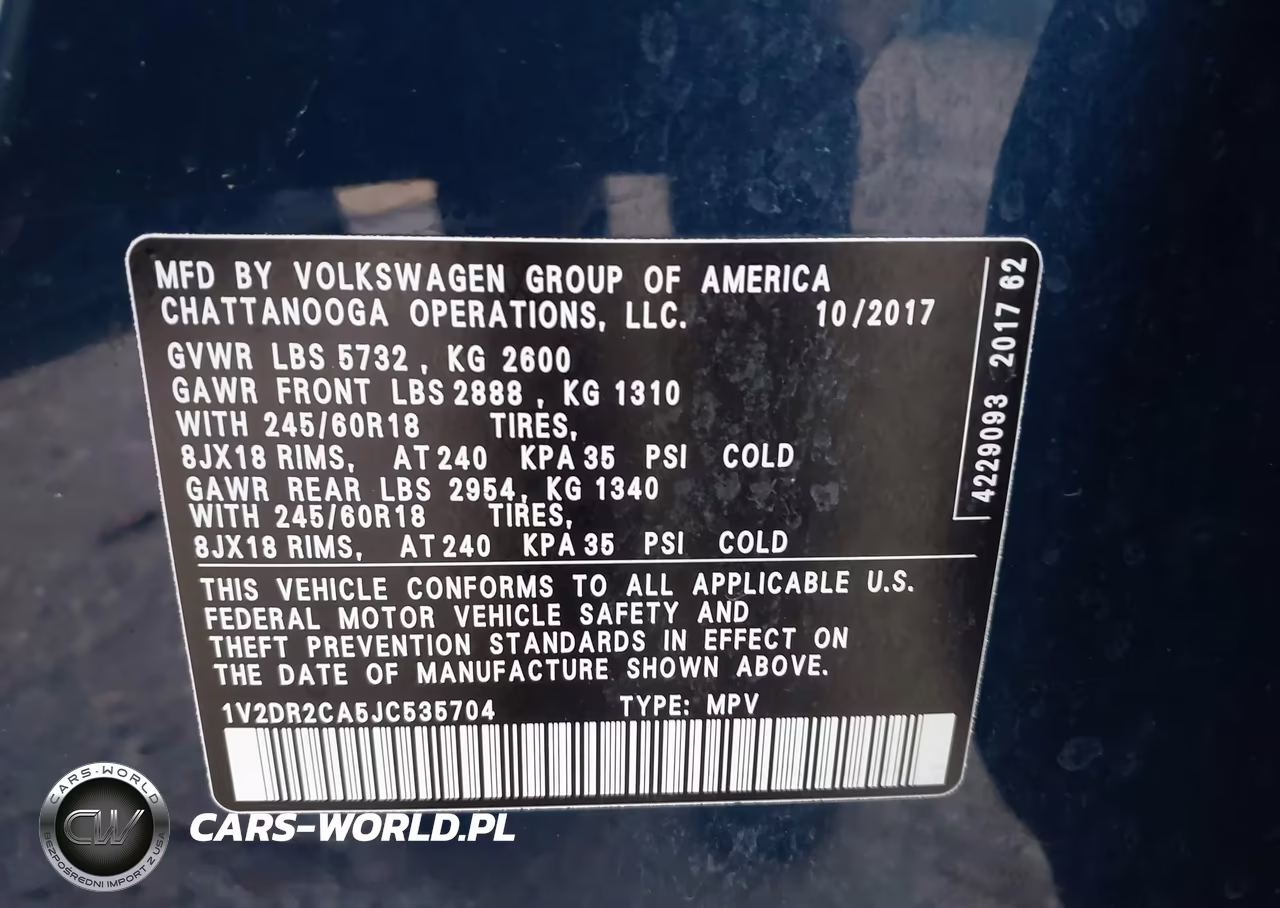 2018 Volkswagen Atlas 3.6L V6 Se-3.6L V6 Se W-Technology VIN:1V2DR2CA5JC535704 - 9