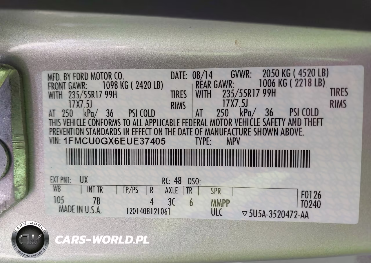 2014 Ford Escape Se VIN:1FMCU0GX6EUE37405 - 9
