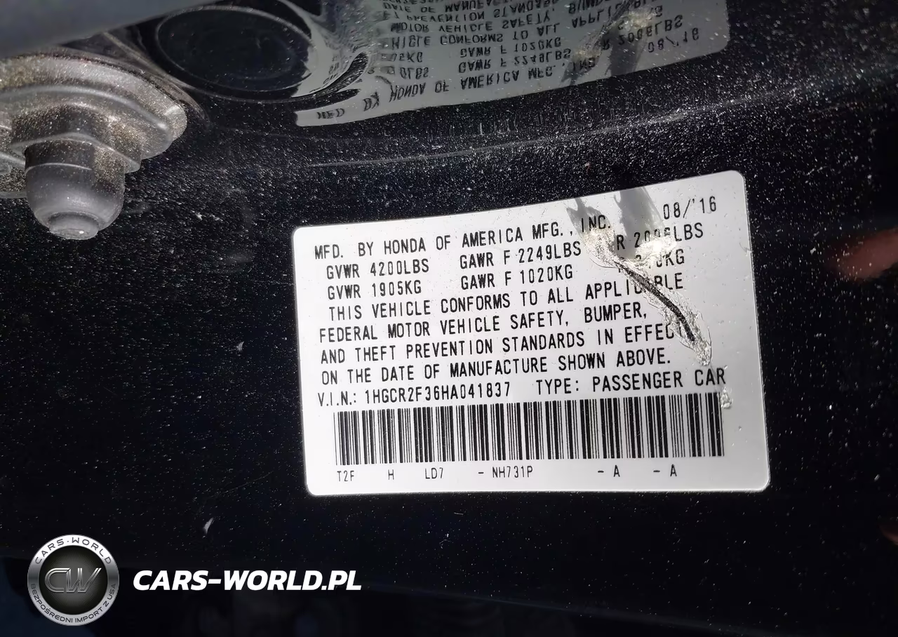 2017 Honda Accord Lx VIN:1HGCR2F36HA041837 - 9
