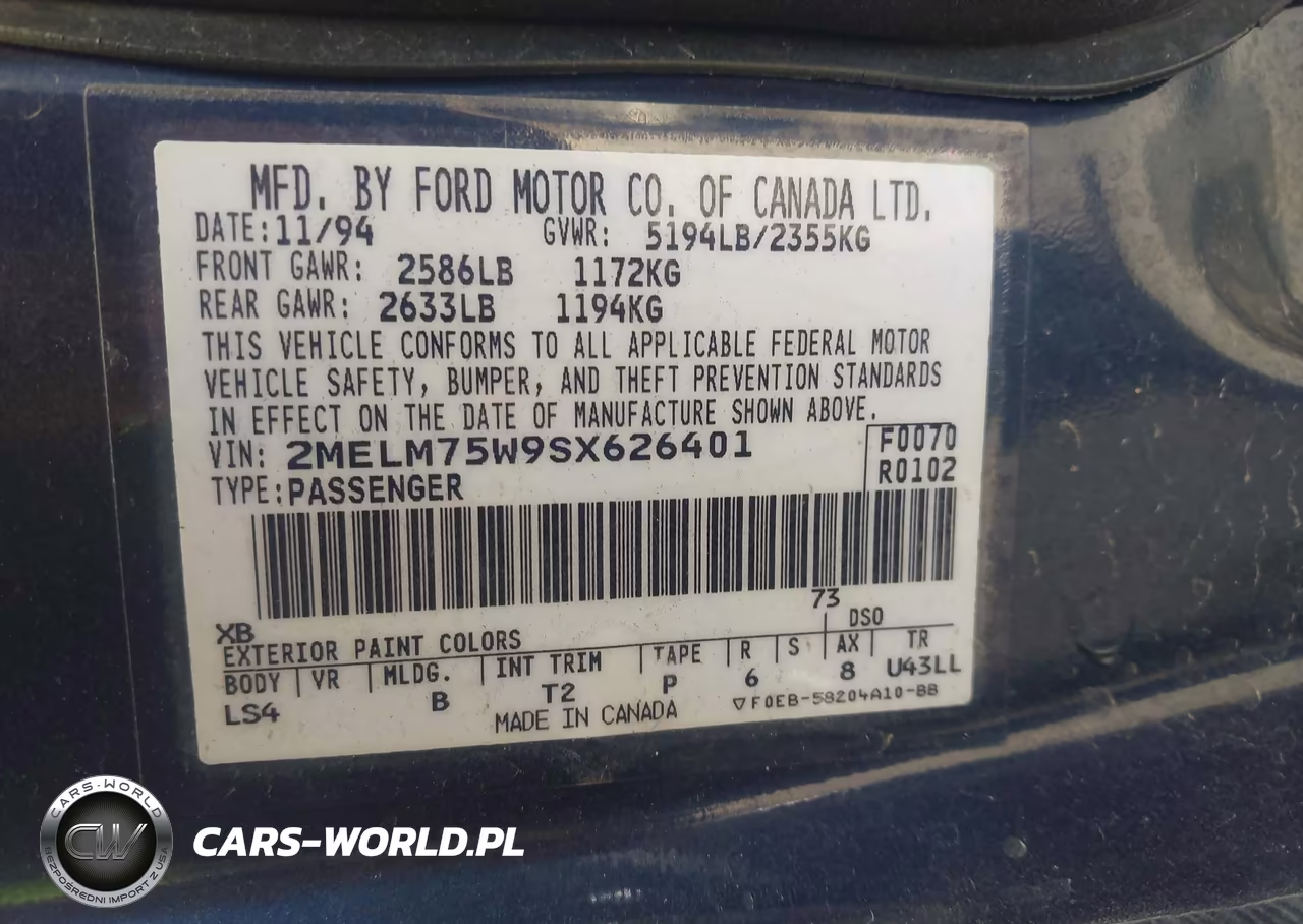 1995 Mercury Grand Marquis Ls VIN:2MELM75W9SX626401 - 9