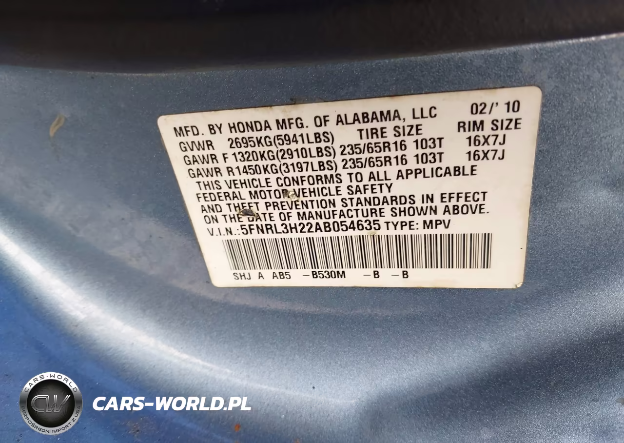 2010 Honda Odyssey Lx VIN:5FNRL3H22AB054635 - 9