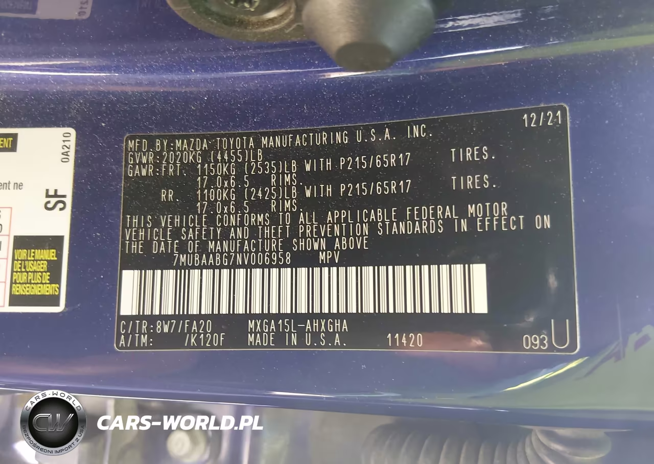 2022 Toyota Corolla Cross Le VIN:7MUBAABG7NV006958 - 9